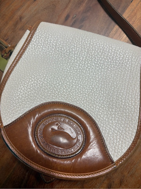 Dooney & Bourke Handbags - Dooney & Bourke White and Brown Pebbled Leather Crossbody Bag